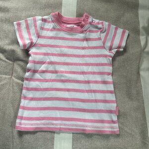 Super Cute L.O.G.G. by H&M Pink & White Striped T-Shirt Sz 9-12 mos